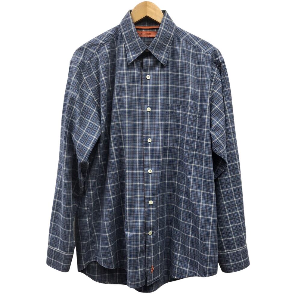 Sette Ponti Shirt Mens Medium Plaid Blue Brown White